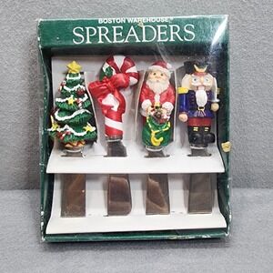 Boston‎ Warehouse Spreaders Set Christmas Tree Candy Cane Santa Nutcracker
